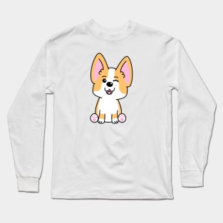 Corgi Winking Pink Long Sleeve T-Shirt